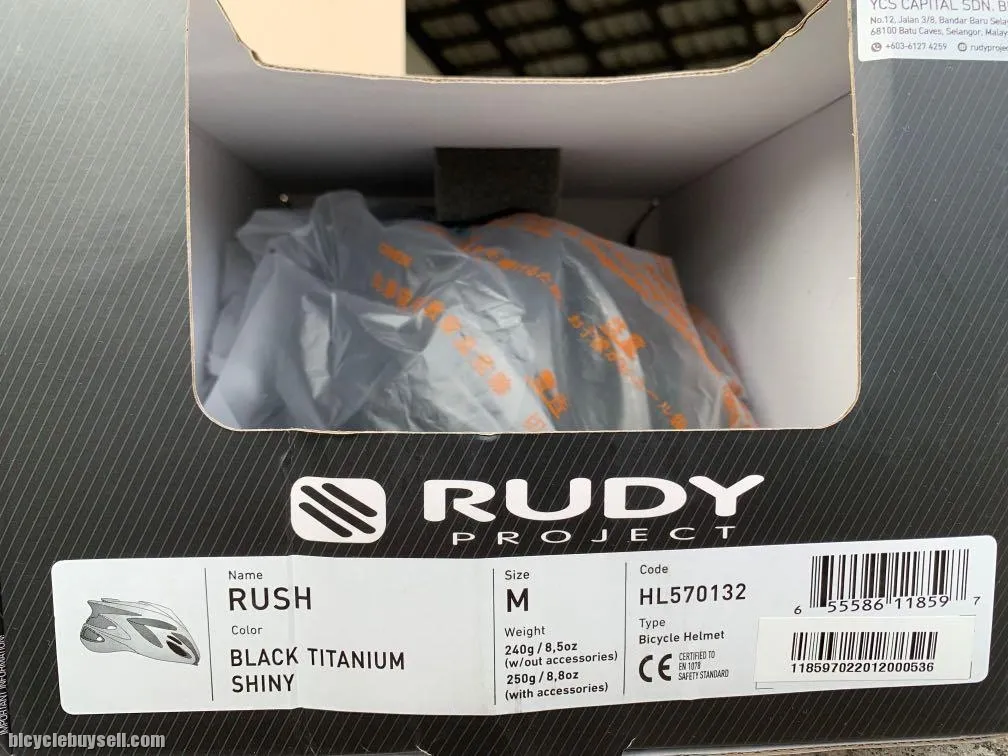 CHEAP BRAND NEW - Rudy Project Rush Bike Helmet Black Titanium (Shiny) -SIZE M