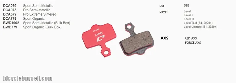 Jagwire Disc Brake Pad For SRAM Level T/TL/TLM Elixir RED FORCE AXS