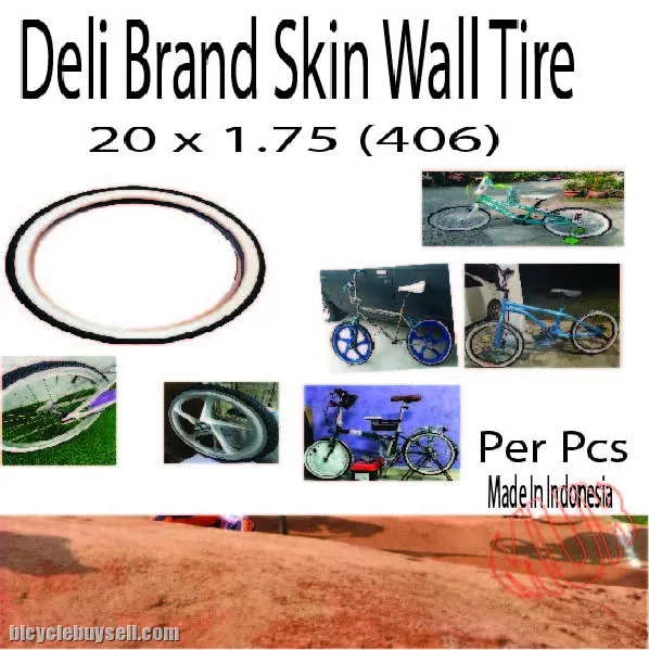 Deli Tire 20 x 1.75 (Skin Wall )(Wall White)(1Pcs)