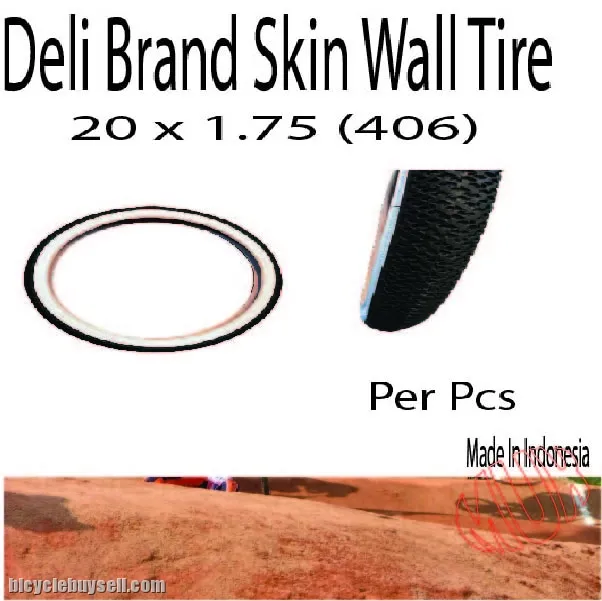 Deli Tire 20 x 1.75 (Skin Wall )(Wall White)(1Pcs)