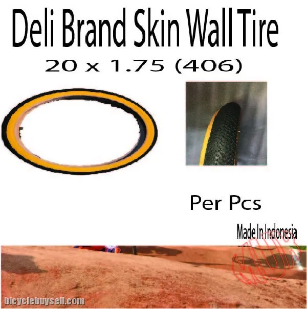 Deli Tire 20 x 1.75 Skin Wall (Yellow)(1PCs)