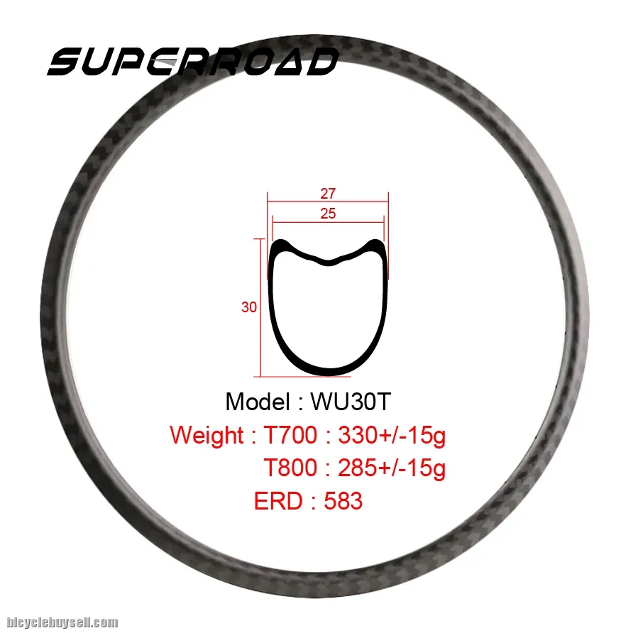 700C 30mm Toray Carbon Fiber Road Bike Tubular Rims