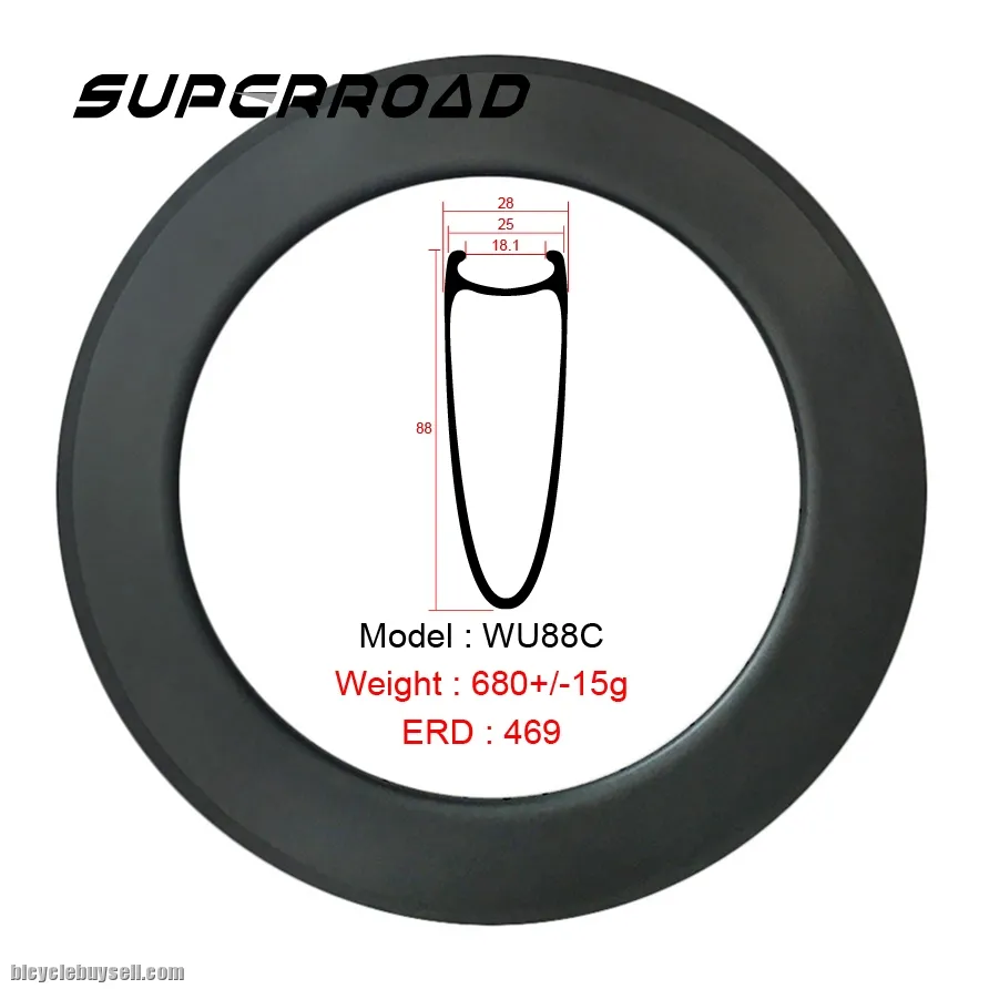 88mm Toray Carbon Road Bike Clincher Rims