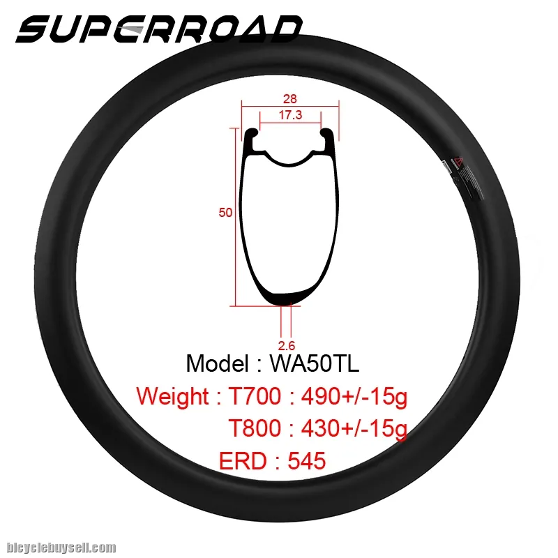 Asymmetric Tubeless Clincher Ready Carbon Road Bike Rims