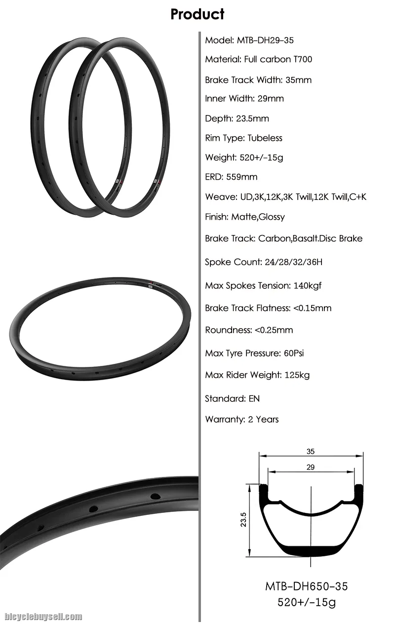 New Superroad Carbon Mtb Rims Bicycle Carbon DH Rims 29