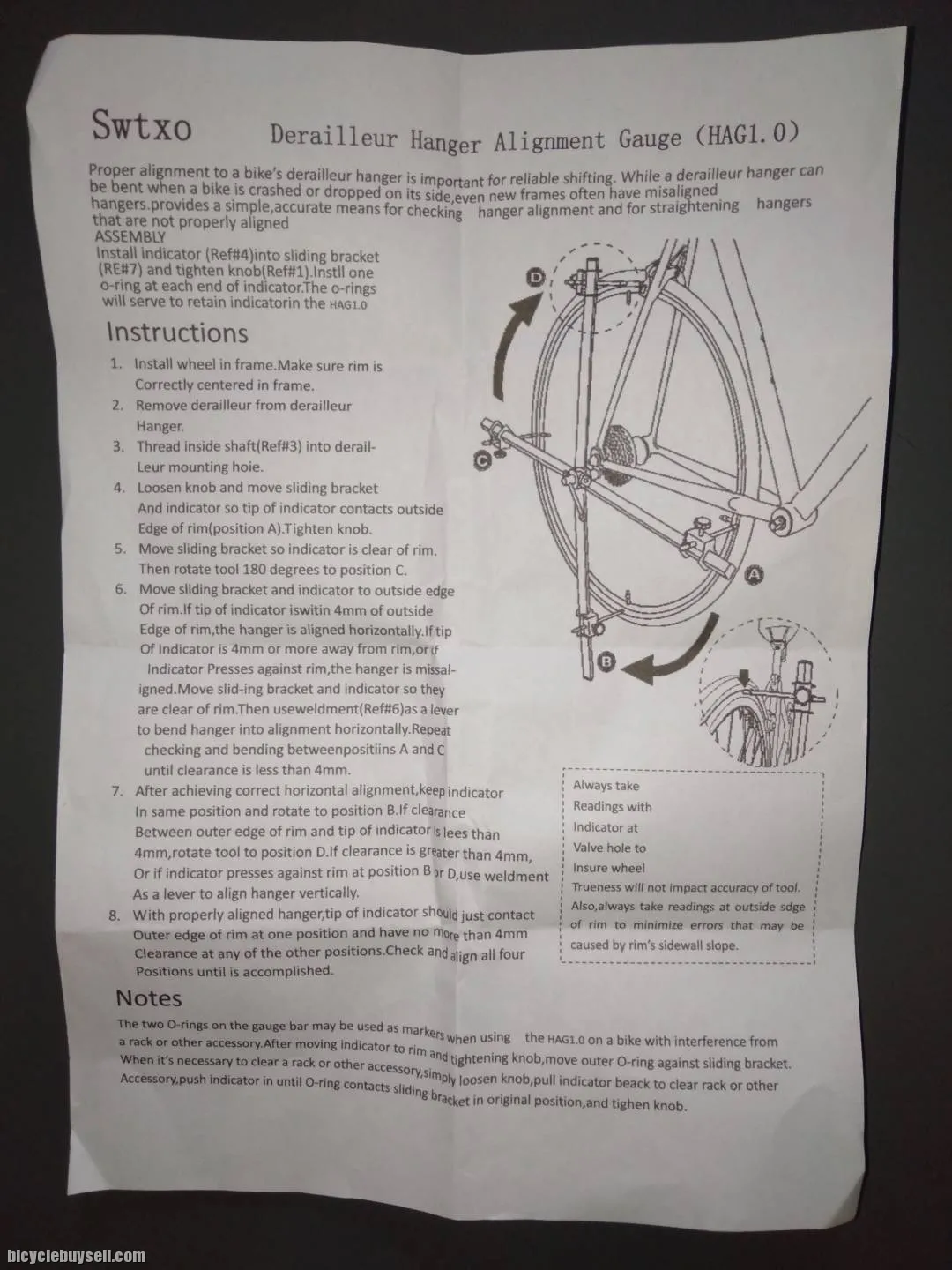 Derailleur Hanger Alignment Gauge (Copy Parktool Design)