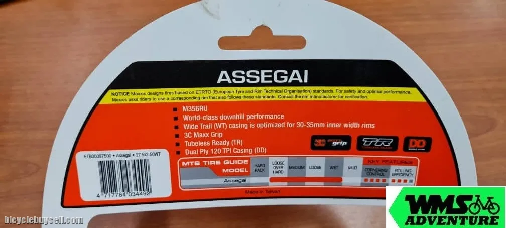 Maxxis Tyre Assegai 27.5/29  x 2.50WT 3C Maxx Grip/DD/TR DOUBLE DOWN