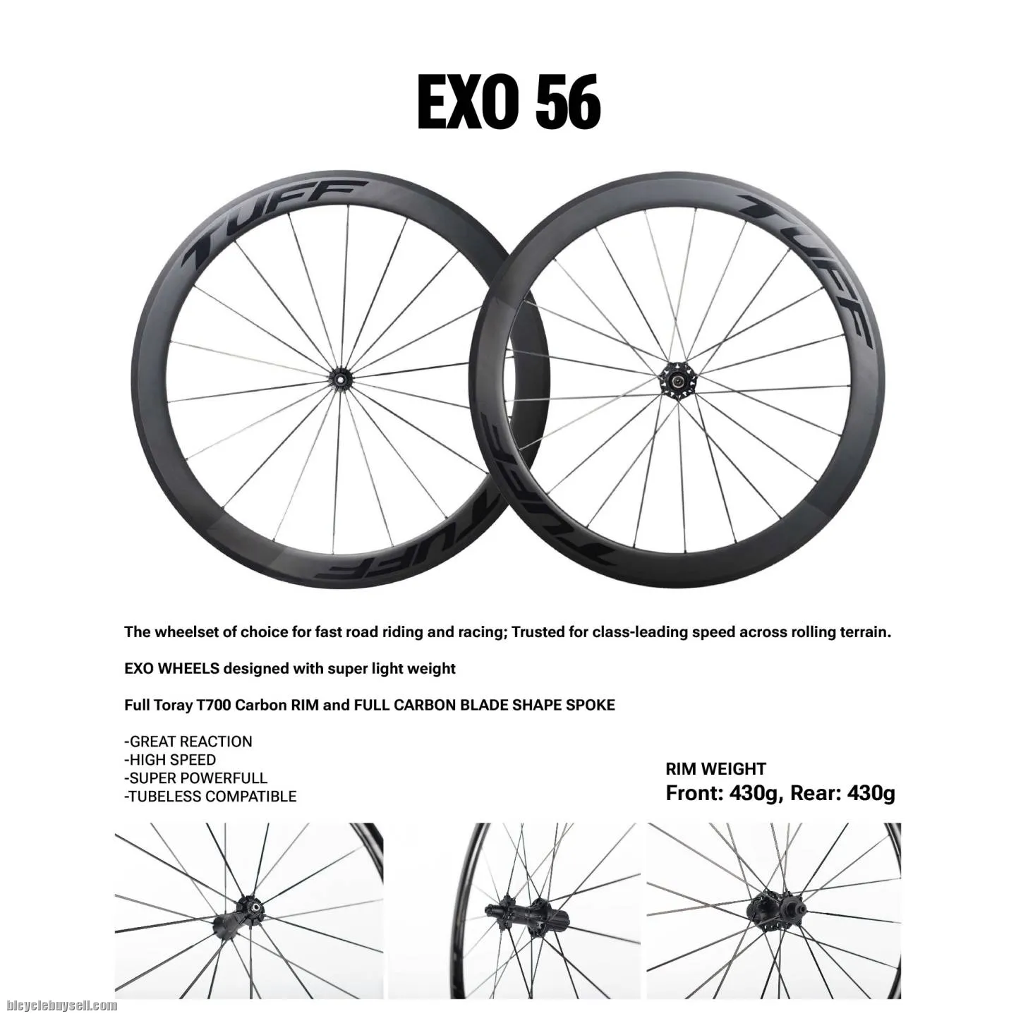TUFF EXO &amp; HELIUM Carbon Bicycle Wheel Set