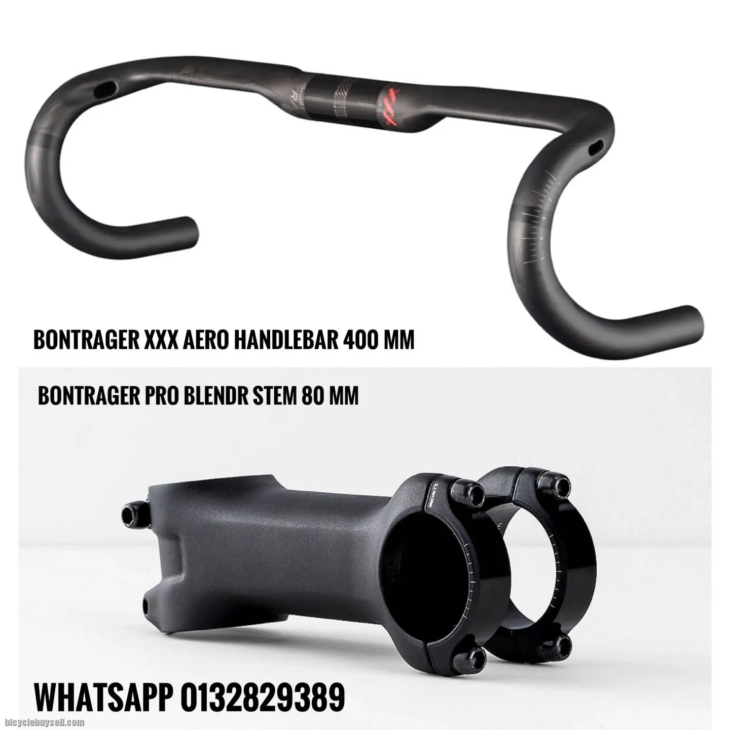 [SOLD] Bontrager XXX aero handlebar Carbon 400mm + Bontrager Pro stem 80mm Alu