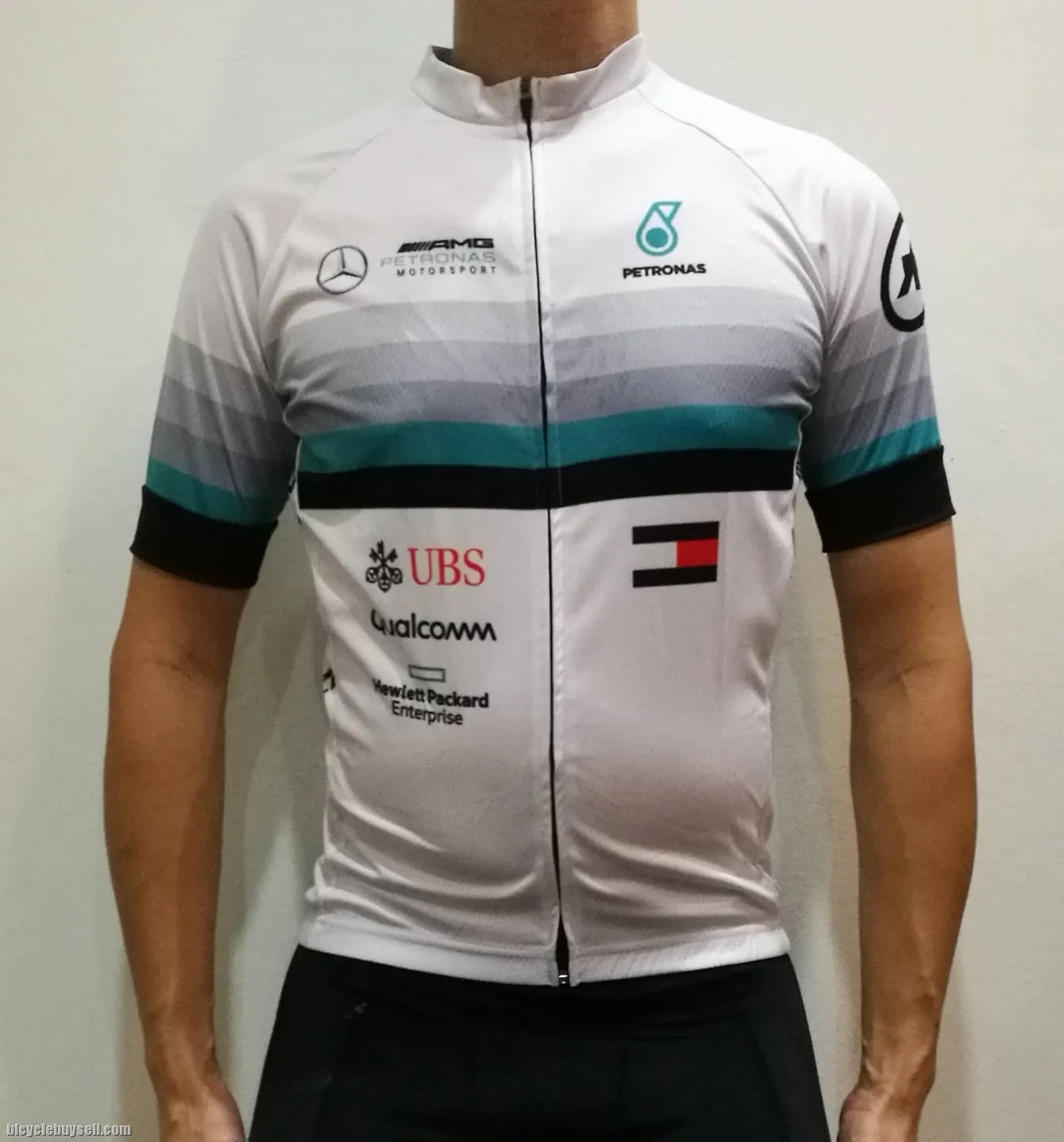 Petronas AMG Mercedes race cut cycling jersey with cool tech polyester fabric READY STOCK