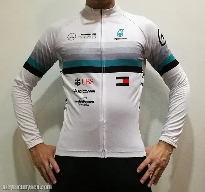 Petronas AMG Mercedes race cut long cycling jersey with cool tech polyester fabric READY STOCK