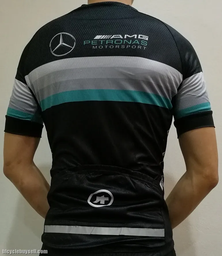 Petronas AMG Mercedes race cut BLACK cycling jersey with cool tech polyester fabric READY STOCK