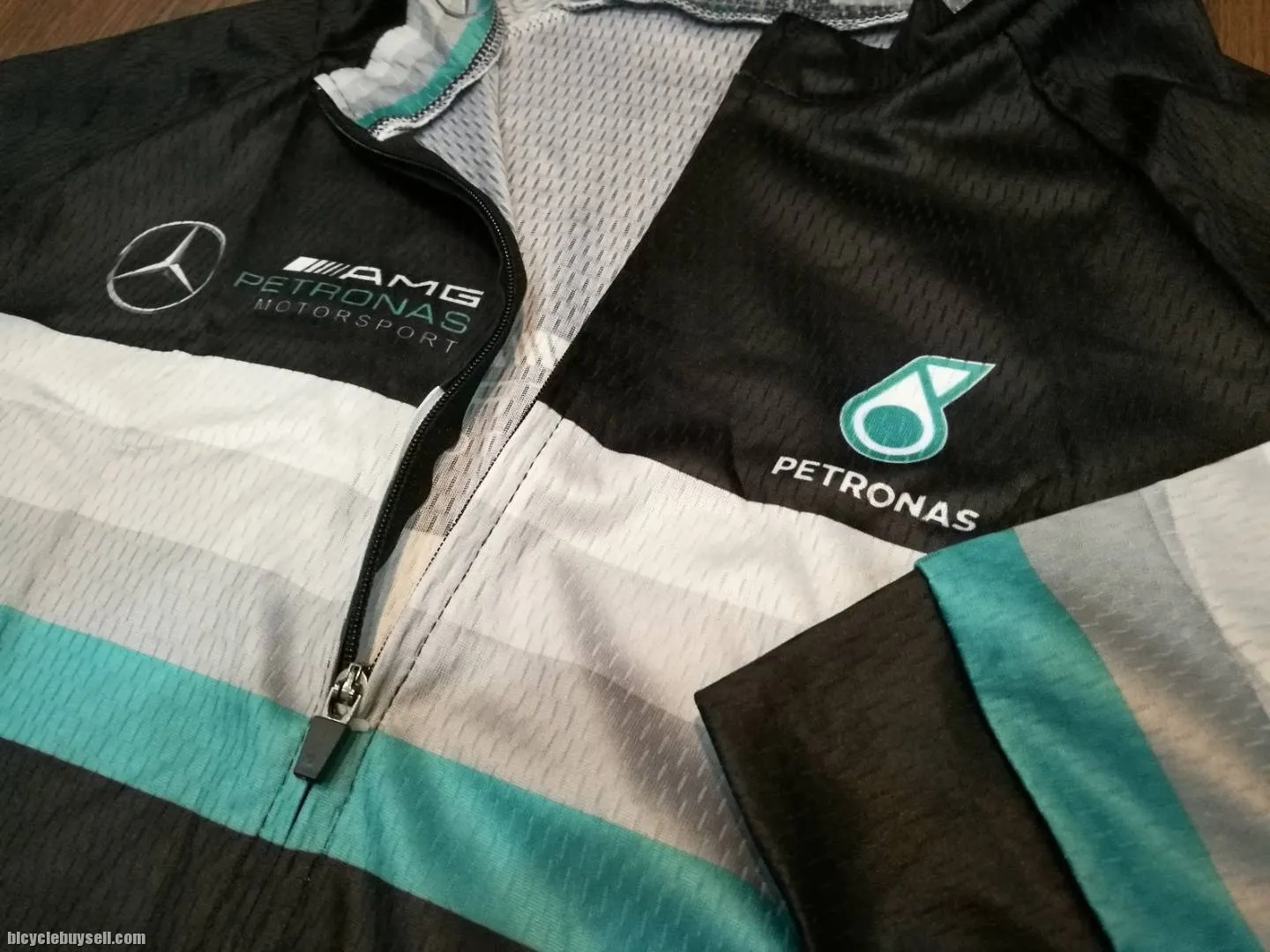 Petronas AMG Mercedes race cut BLACK cycling jersey with cool tech polyester fabric READY STOCK