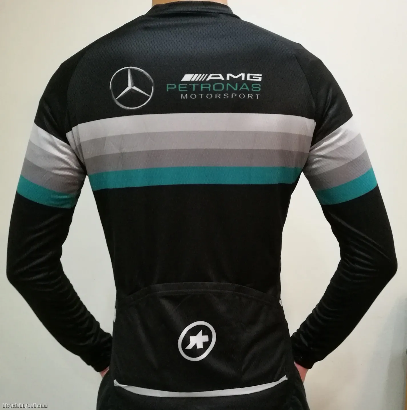 Petronas AMG Mercedes race cut black long cycling jersey with cool tech polyester fabric READY STOCK