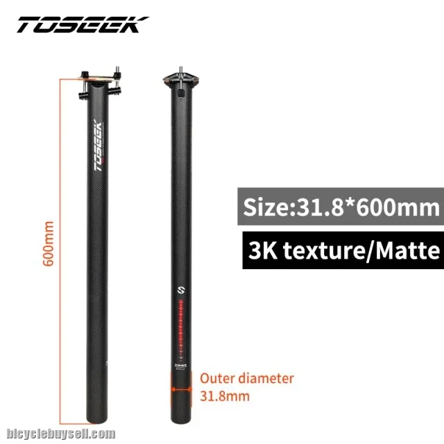TOSEEK Carbon Seat post 31.8/33.9/34.9mm Folding Bike Seat Post Tube Bicycle Parts Length 600mm G/M
