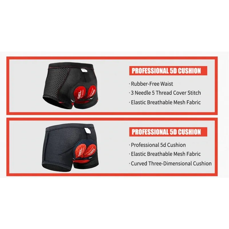 X-Cycle 2023 Upgraded Cycling Underwear Pro 5D Gel Pad Shockproof Underpant Bicycle Shorts Bike Lycr