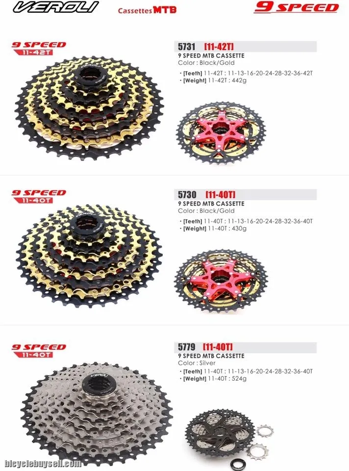 VEROLI  LIGHTWEIGHT CASSETTE SPROCKET 8 TO 12 SPEED RB MTB
