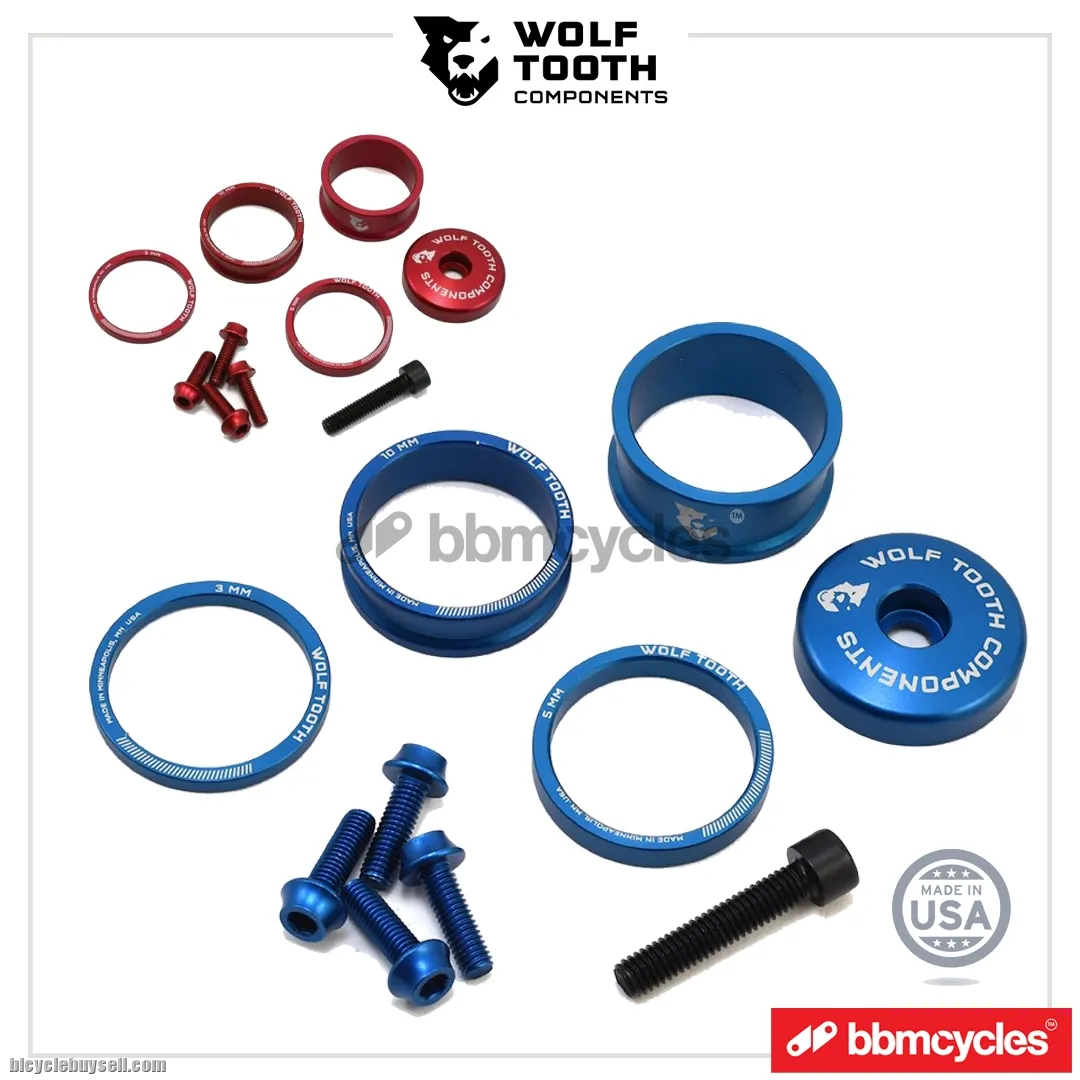 WOLF TOOTH Anodized Bling Kit Headset Spacer BlingKit 3, 5, 10, 15mm Top cap Made In USA