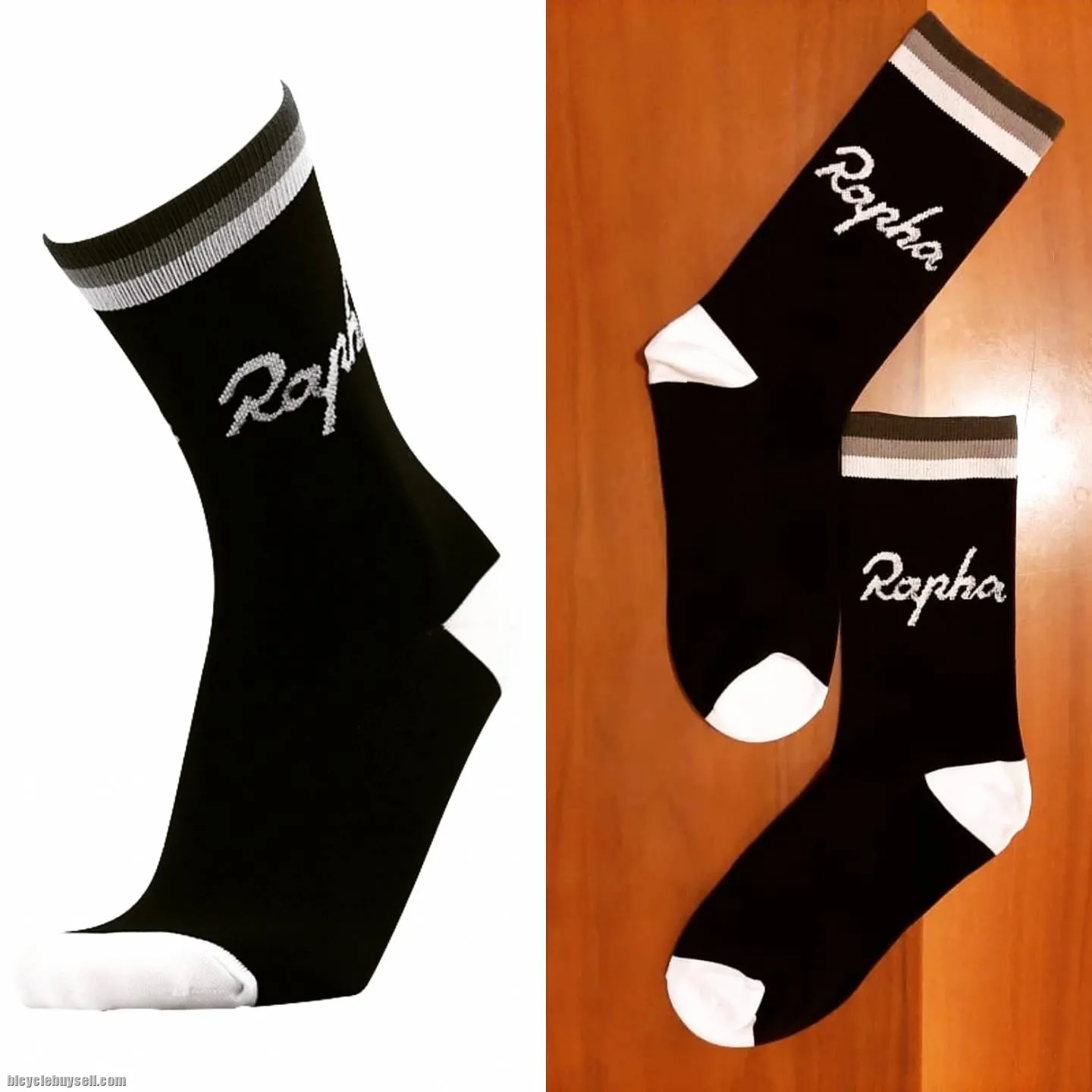 *READY STOCK* Rapha design sports cycling socks (Black/White)