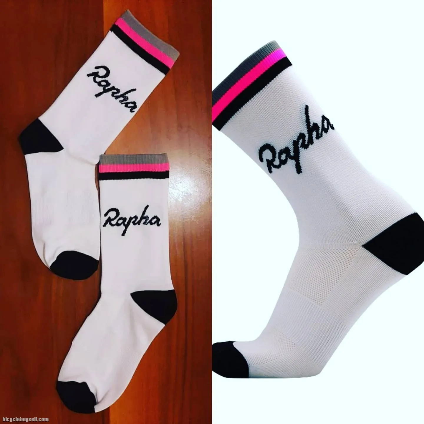 *READY STOCK* Rapha design sports cycling socks (Black/White)