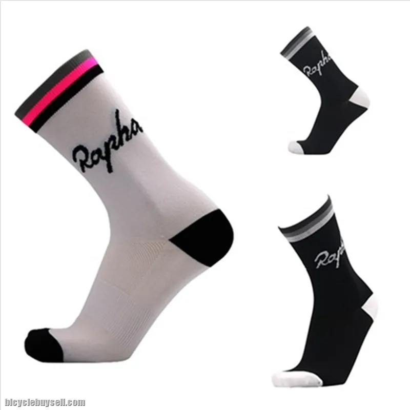*READY STOCK* Rapha design sports cycling socks (Black/White)