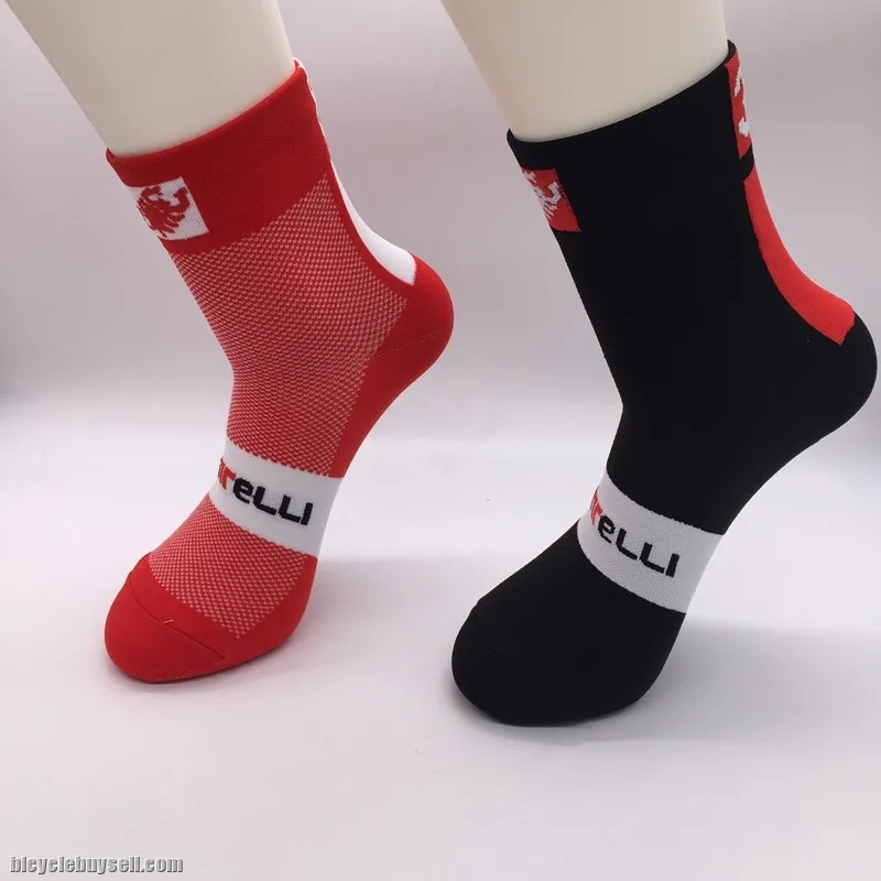 *READY STOCK* Castelli design sports cycling socksÂ (Red/White/Black)