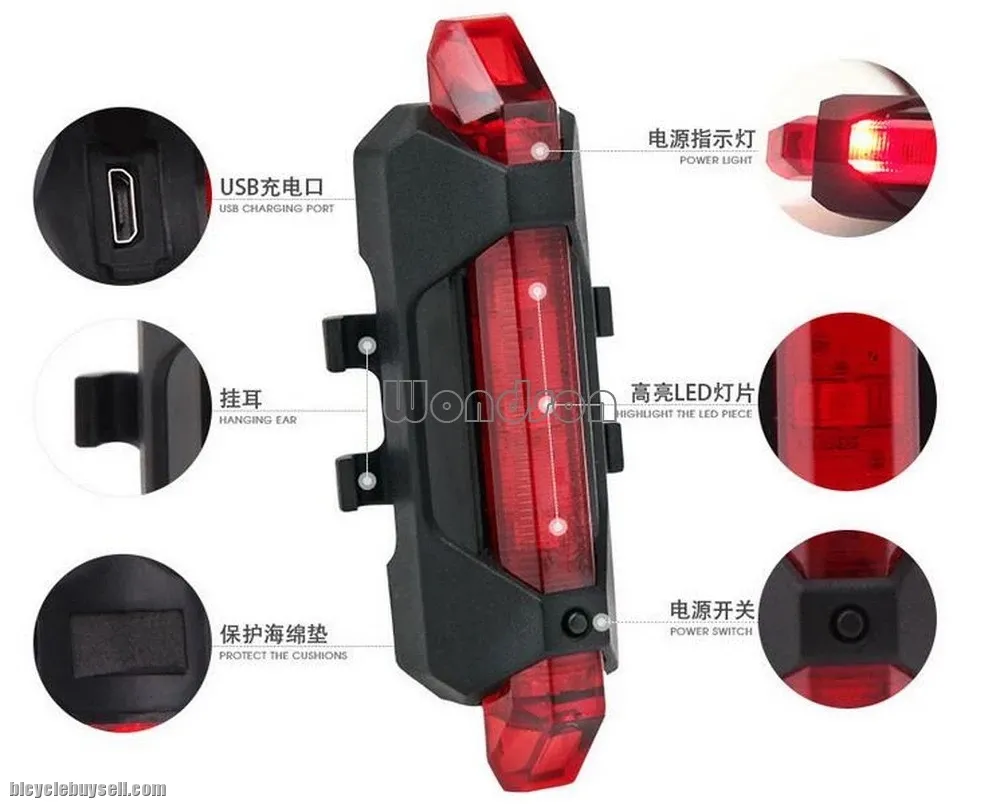 RiderAce Bicycle Led Back Light with 4 Modes (Rechargeable)