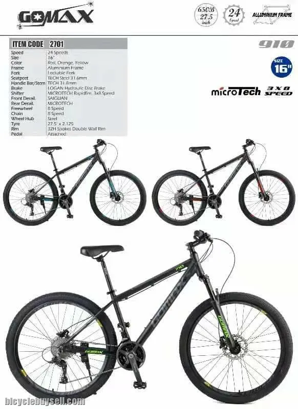 27.5" GOMAX 910 MOUNTAIN BIKE MTB (Aluminum Frame, Hydraulic Disc Brake, 24 speed)