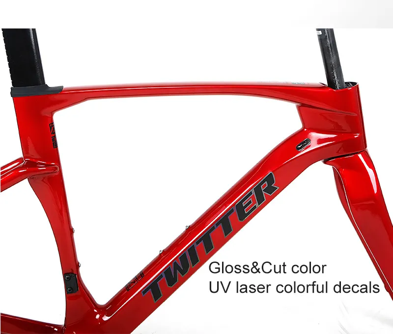 Twitter Carbon Gravel V3 Frameset 40c Tire Flat Mount Disc Brke Thru Axle 12*142mm Gravel Bike Frame