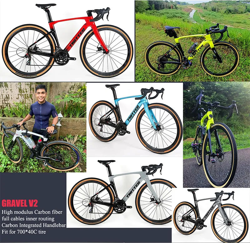 Twitter Carbon Gravel V3 Frameset 40c Tire Flat Mount Disc Brke Thru Axle 12*142mm Gravel Bike Frame
