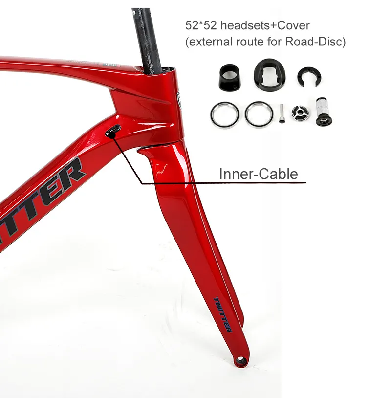 Twitter Carbon Gravel V3 Frameset 40c Tire Flat Mount Disc Brke Thru Axle 12*142mm Gravel Bike Frame