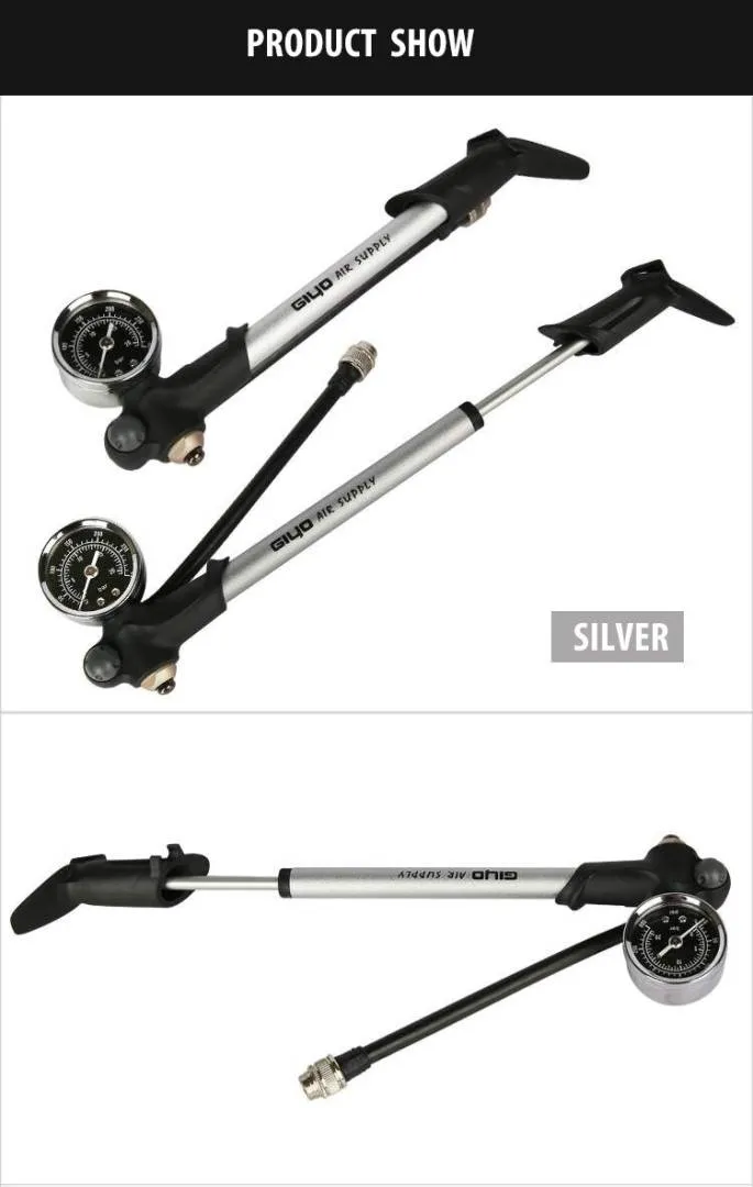 GIYO GS-02PT High Pressure Air Fork Bicycle Shock Pump 300 PSI MTB Bike Inflator Fork &amp; Rear Suspens