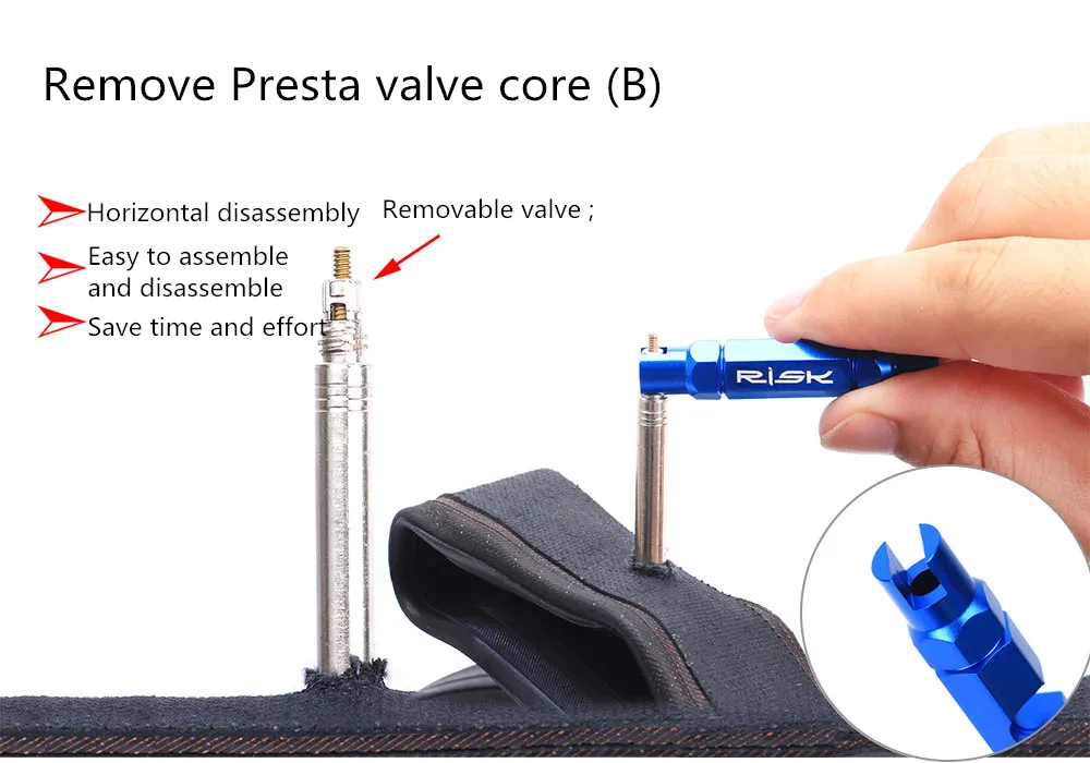 RISK RL214 RL301 Bike Bicycle Schrader Presta Valve Core Installation Removal Presta Extension