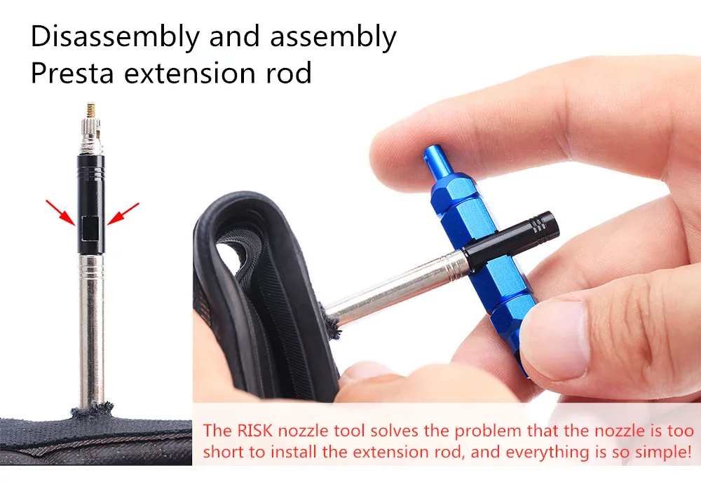 RISK RL214 RL301 Bike Bicycle Schrader Presta Valve Core Installation Removal Presta Extension