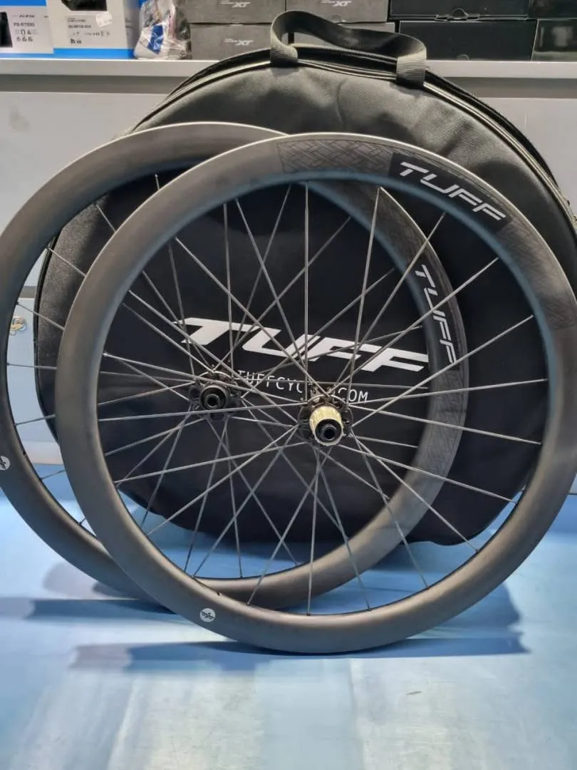 Tuff Helium Master 46 (Ceramic) Carbon Spoke Wheelset -1268gm- (46mm) Clincher - Brand New !!!