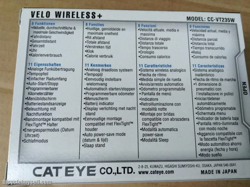 Cateye Velo Wireless Plus -Night Mode Light Meter (Japan)  free courier