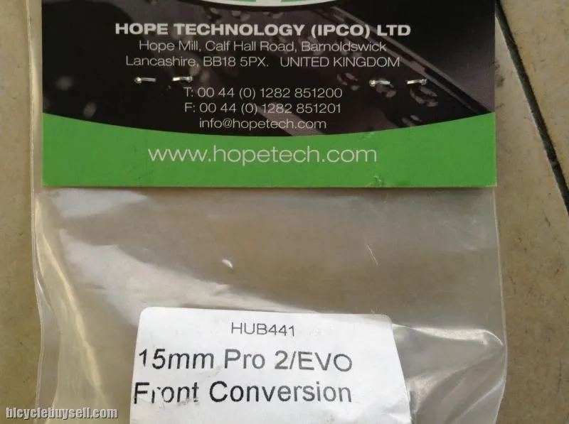 Hope Front Hubs Conversion Kits 15mm Thru Axle - Front - Made In UK  --  free courier