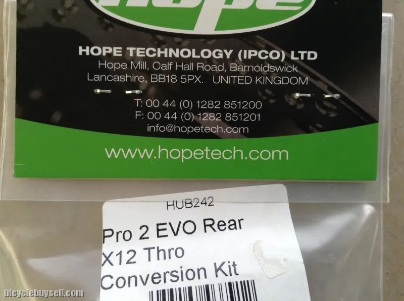Hope Rear Hubs Conversion Kits 12/142mm Thru Axle - Rear - Made In UK -- free courier