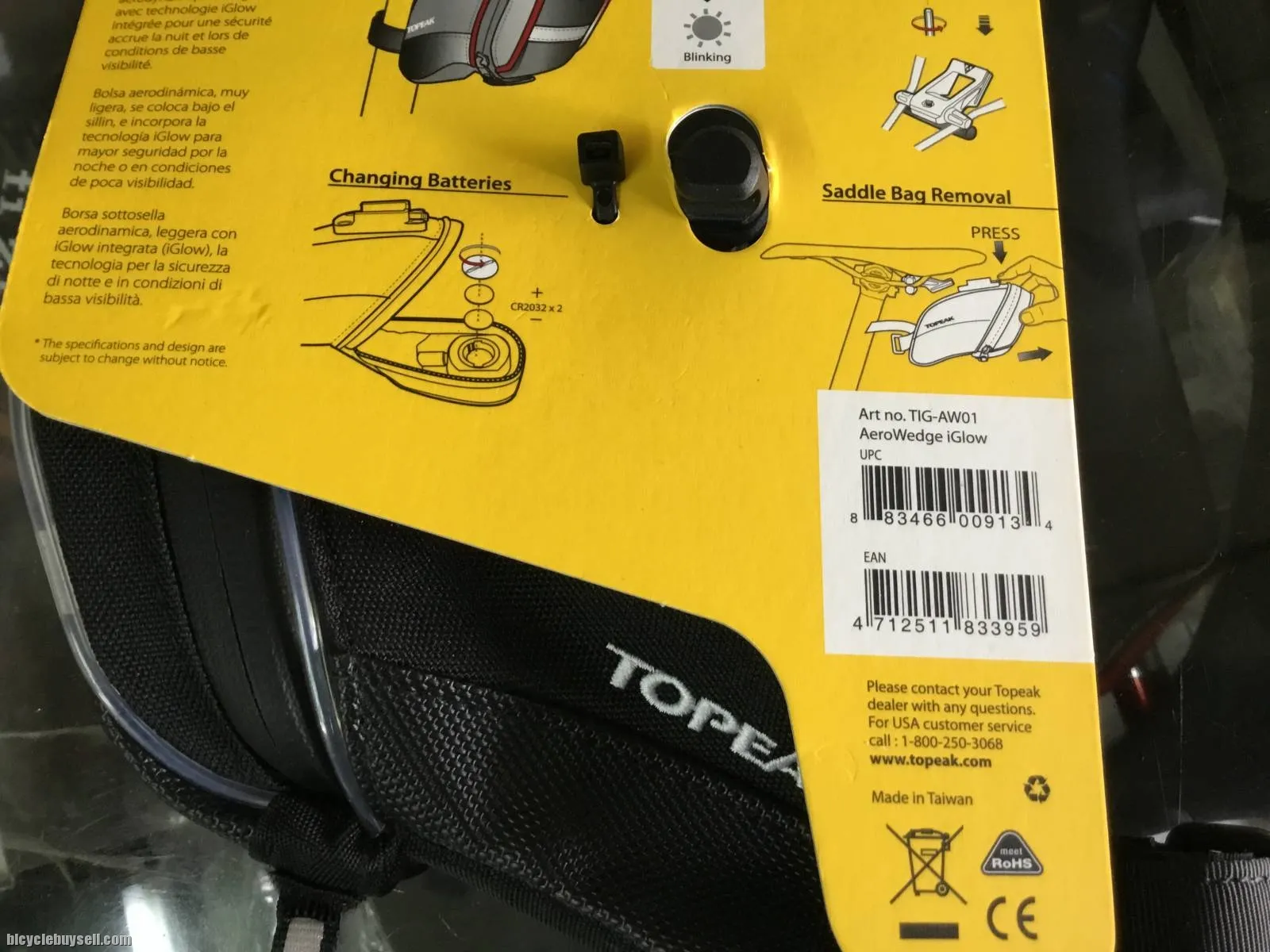 Topeak iGlow Aero Wedge Pack Saddles Bag / Taiwan (free pos w.m)
