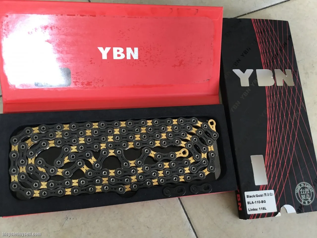 YBN SLA110 11speed Chain - Super Light/Smooth - Black/Gold -- free courier