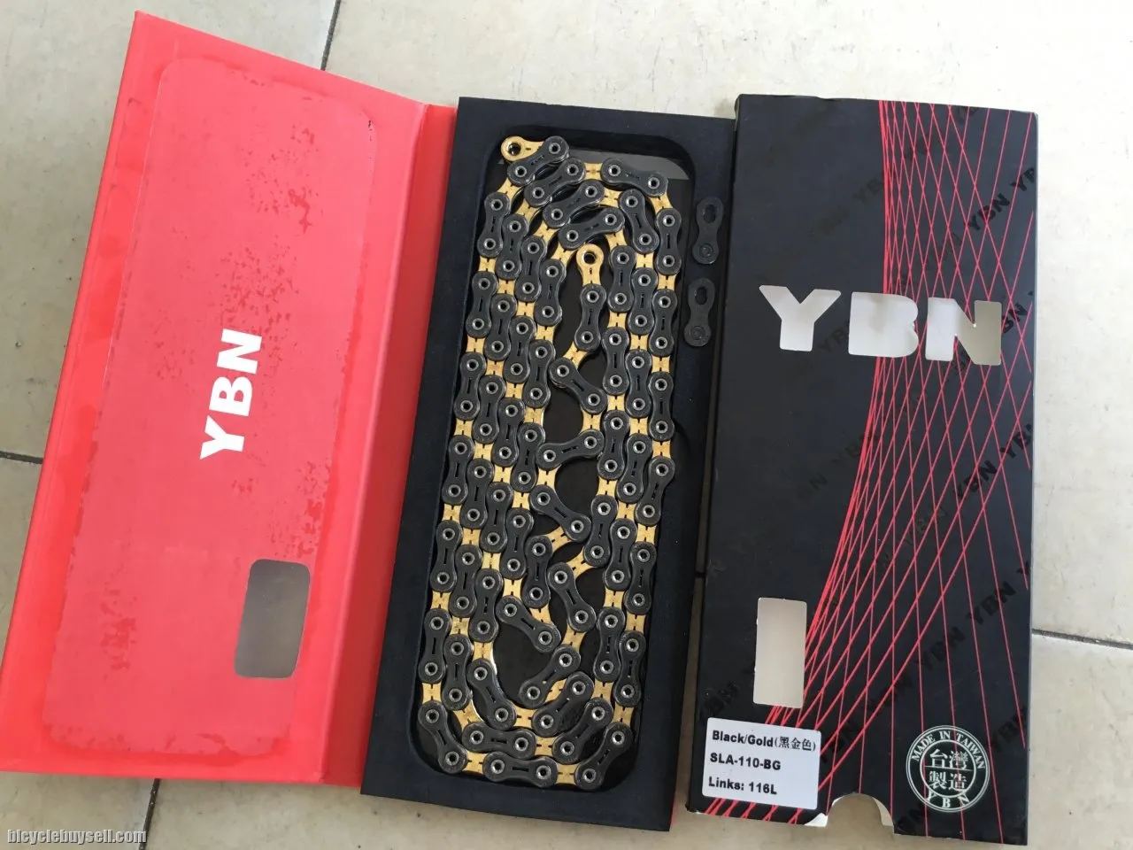 YBN SLA110 11speed Chain - Super Light/Smooth - Black/Gold -- free courier