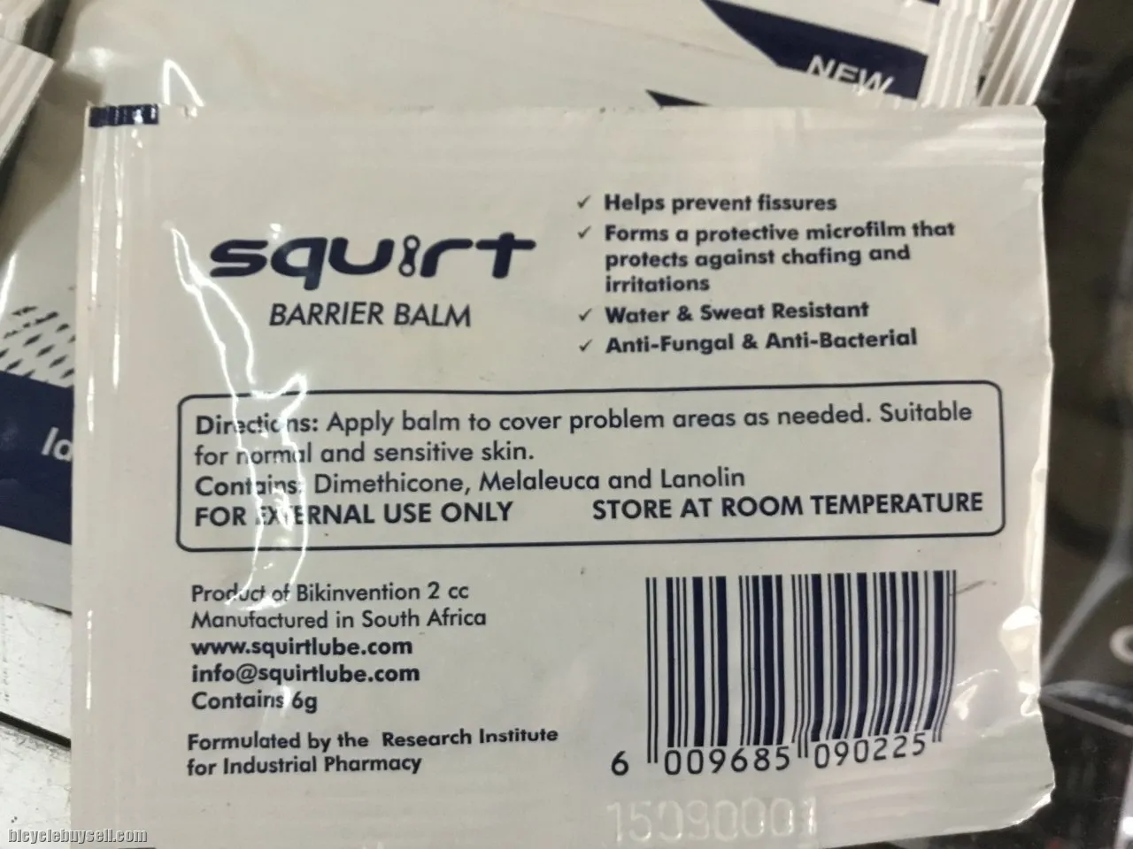 Squirt Barrier Balm 6g Sachet For Long Cycling / South Africa (free pos w.m)