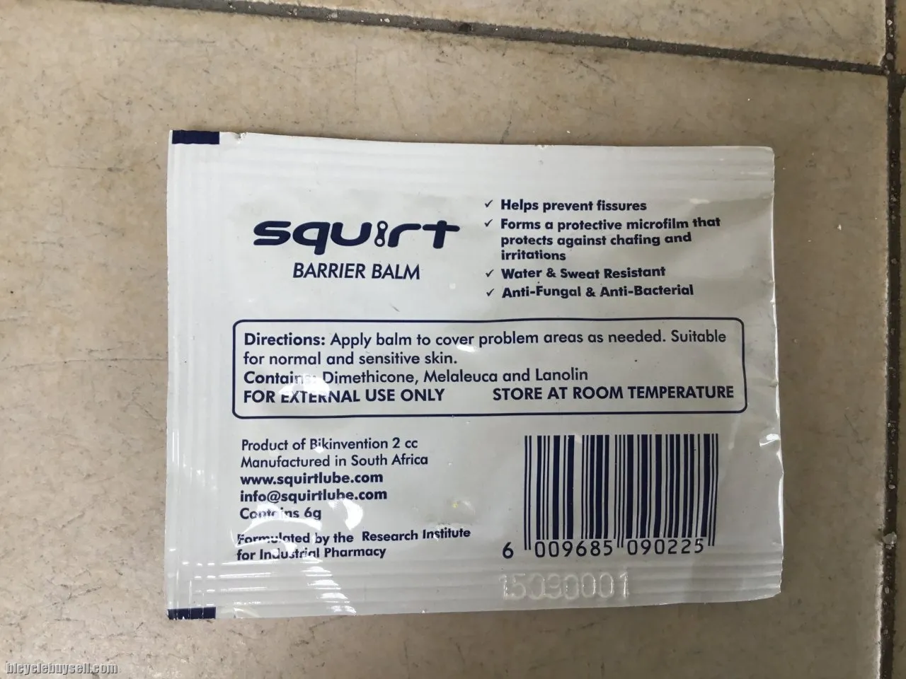 Squirt Barrier Balm 6grams For Long Cycling - Sachet Pack -- free courier