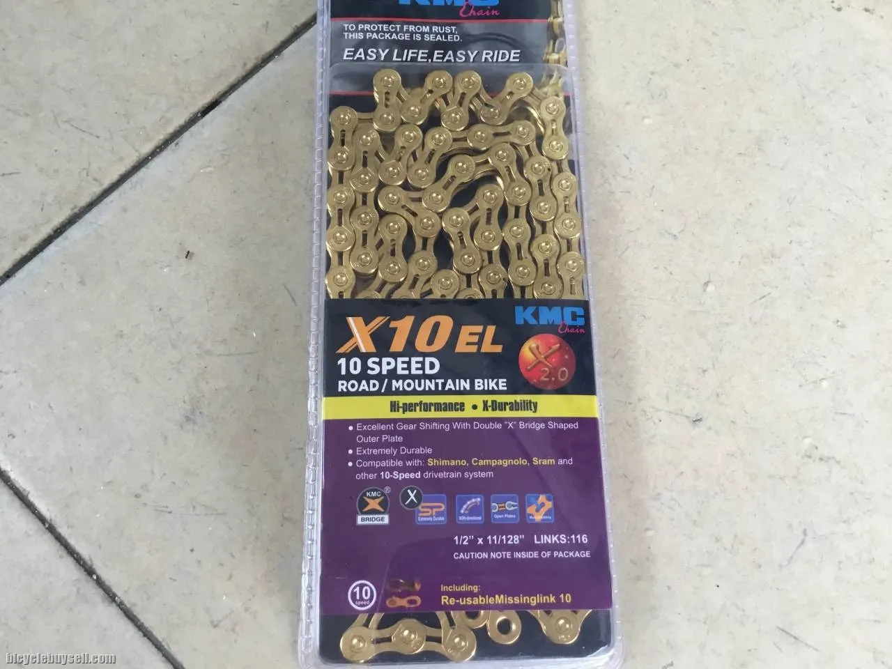 KMC X10EL Titanium Gold Cloating 10speed Chain - Shimano,Sram,Campagnolo -- free courier