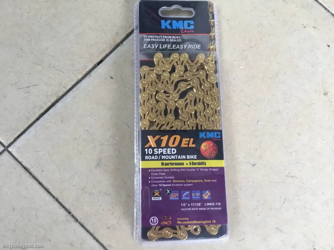 KMC X10EL Titanium Gold Cloating 10speed Chain - Shimano,Sram,Campagnolo -- free courier