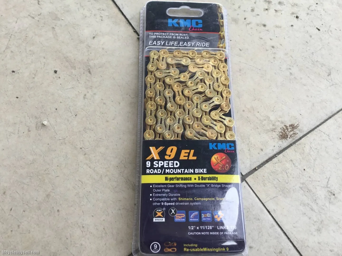 KMC X9EL Titanium Gold Cloating 9speed Chain - Shimano,Sram,Campagnolo -- free courier