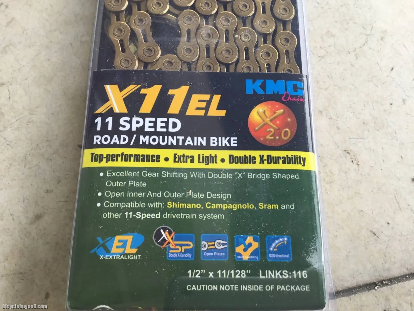 KMC X11EL Titanium Gold Cloating 11speed Chain - Shimano,Sram,Campagnolo -- free courier