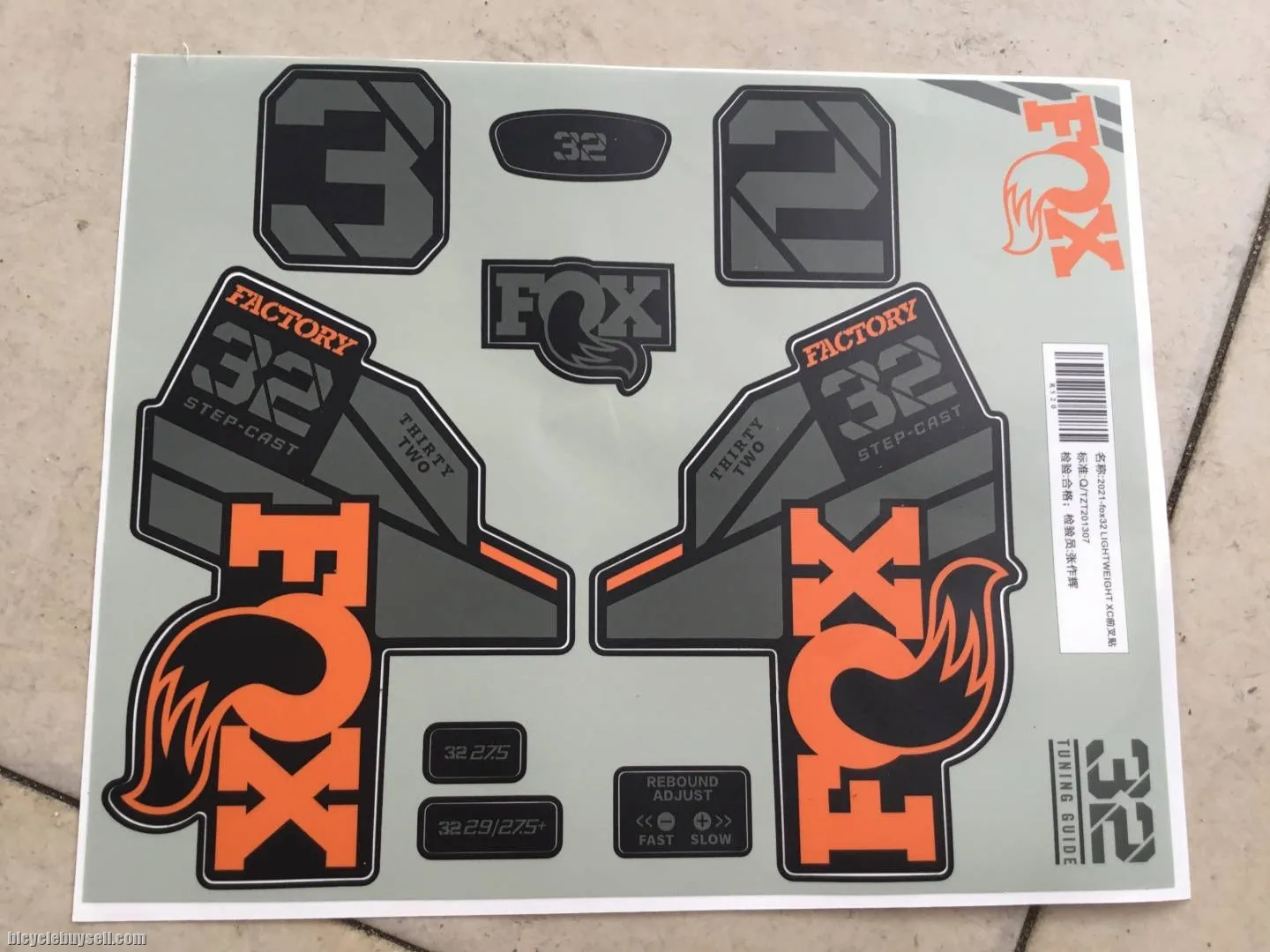 Fox 32Factory Step-Cast Sticker - 2021 Model -- free courier