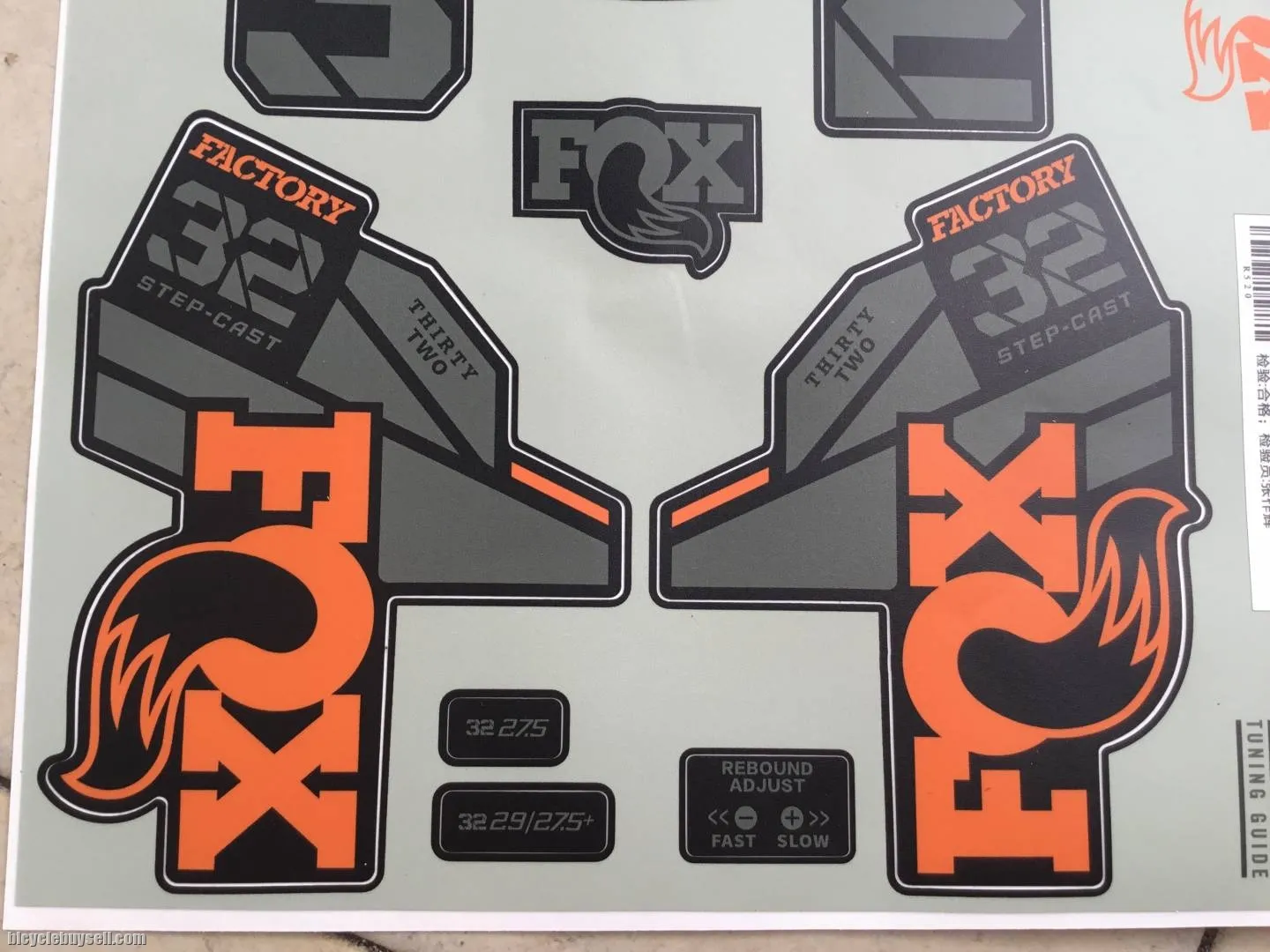 Fox 32Factory Step-Cast Sticker - 2021 Model -- free courier