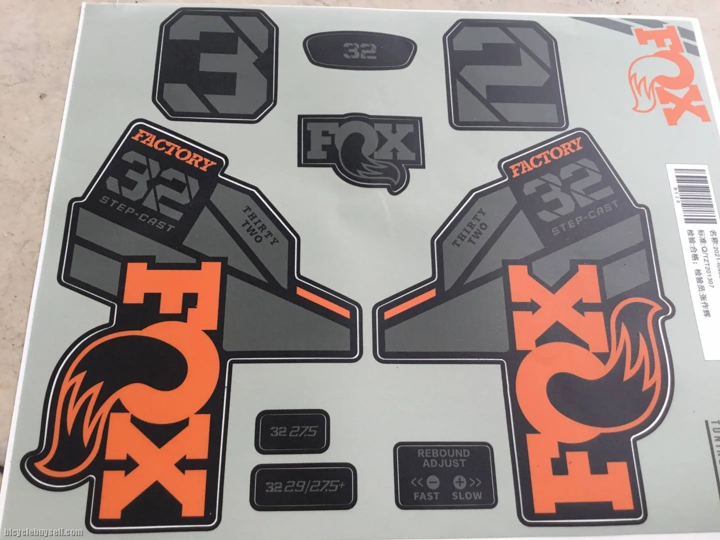 Fox 32Factory Step-Cast Sticker - 2021 Model -- free courier